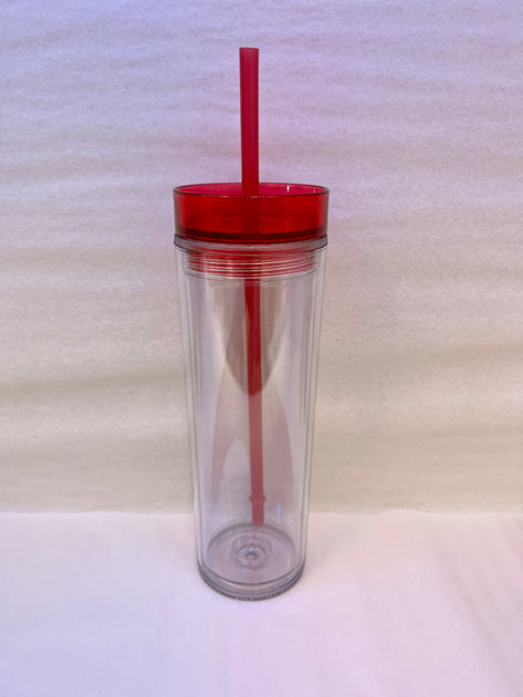 Cupture Skinny Acrylic Tumbler Cups with Straws - 18 oz, 8 Pack (Clear)