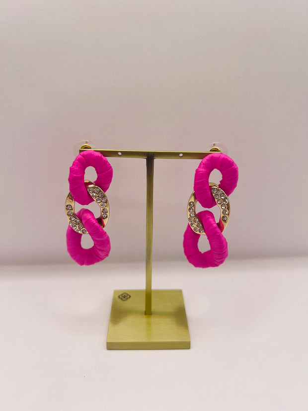 Linked Up Pink Chain Earrings