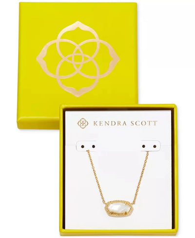 Kendra Scott Boxed Elisa Pendant Necklace in Gold Ivory Mother of Pearl