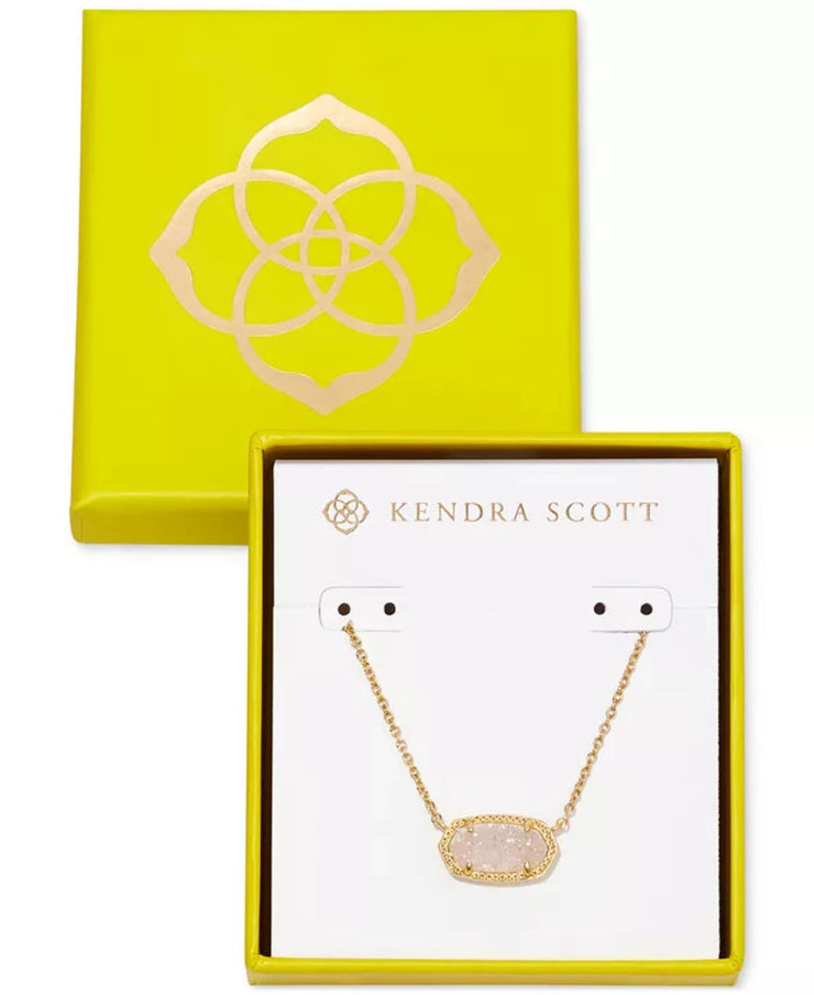 Kendra Scott Boxed Elisa Pendant Necklace in Gold Iridescent Drusy