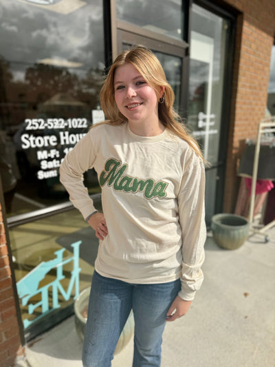 Mama Chenille Green Long Sleeve Tee