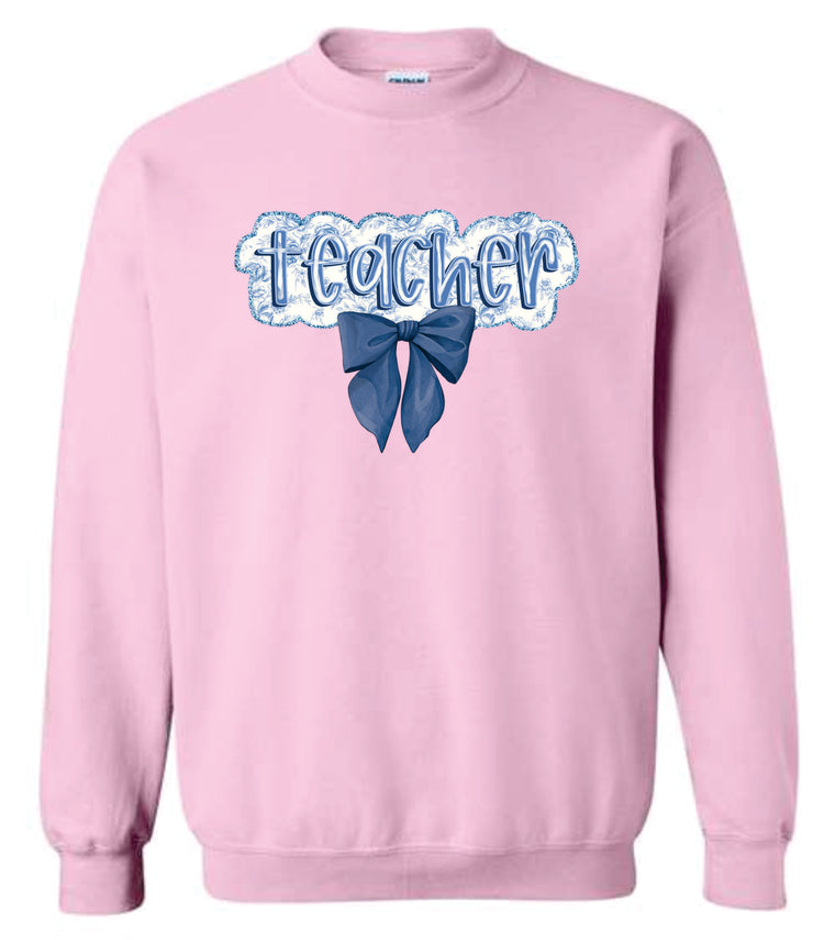 BCA Teacher Floral w/ Bow Crewneck