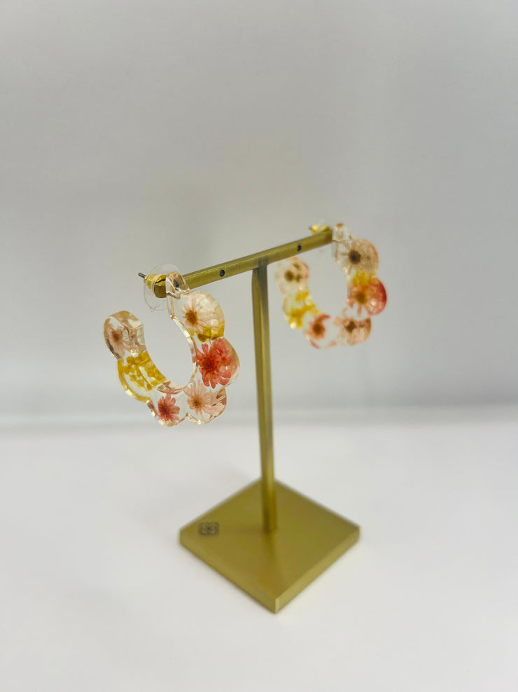 Pressed Floral Hoop Earrings