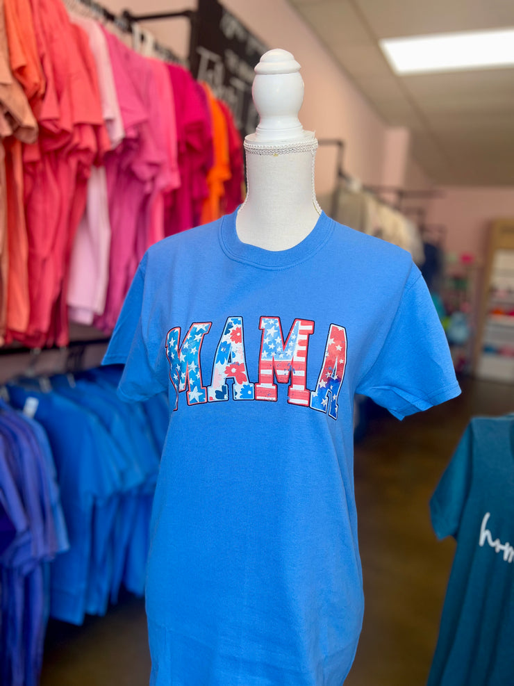 Mama- Patriotic & Flowers Tee