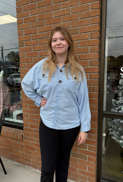 Blue Button Pullover