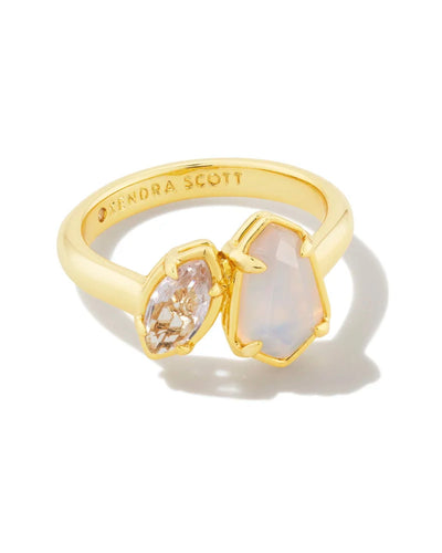 Kendra Scott Becca 14k Yellow Gold Band Ring White Diamond | Bethesda Row