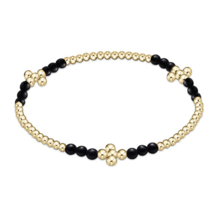 Enewton Signature Cross Gold Bliss Pattern 2.5mm Bead Bracelet Matte Onyx