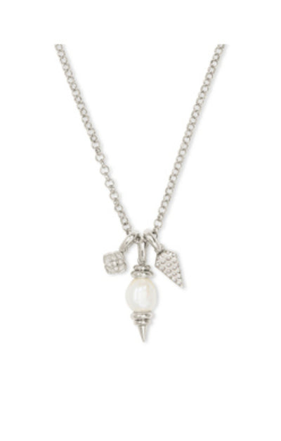 Kendra Scott Demi Baroque Pearl Charm Necklace in Silver
