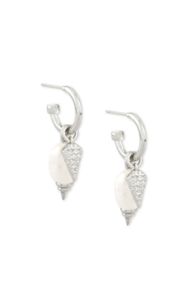 Kendra Scott Huggie Earrings in Silver Baroque Pearl