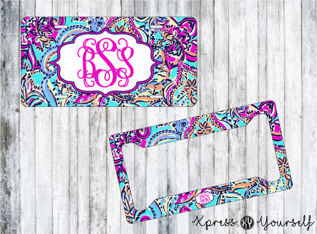 Bait & Switch Lilly Inspired License Plate and Frame Combo