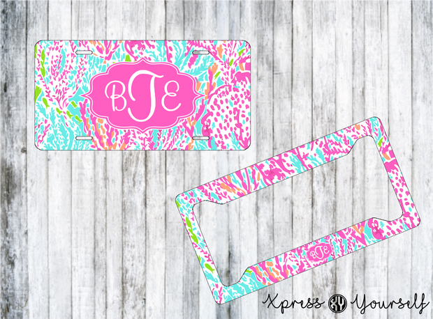 Cha Cha Lilly Inspired License Plate and Frame Combo