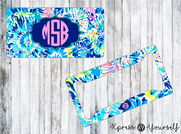 Dive In Lilly Inspired License Plate and Frame Combo