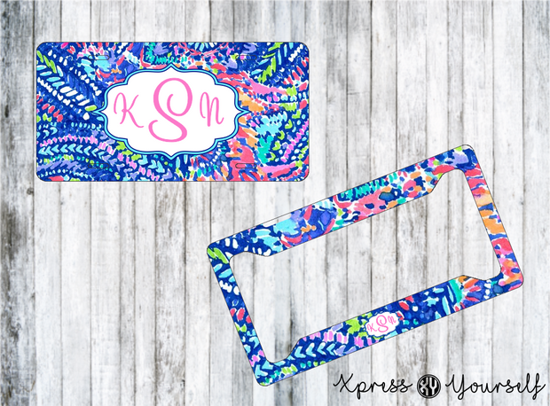 No Prob Llama Lilly Inspired License Plate and Frame Combo