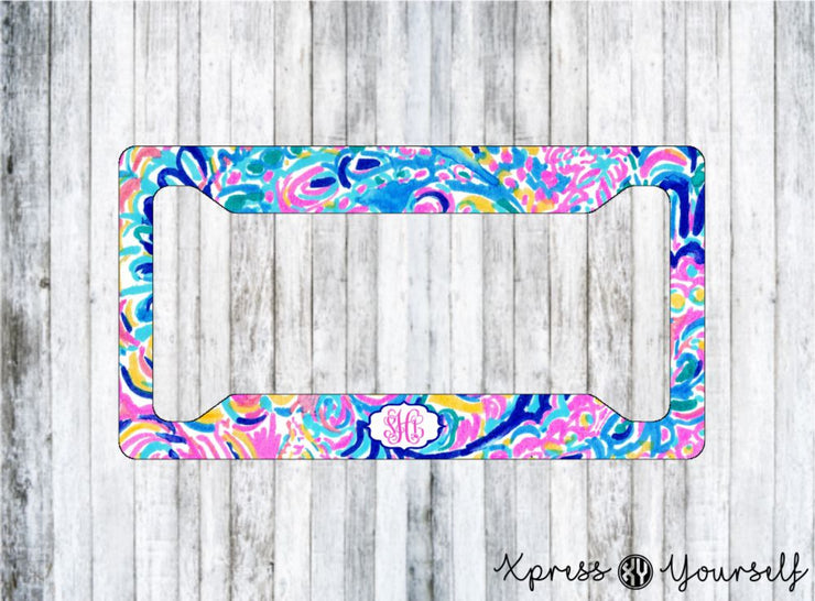 Psychedelic Sunshine Lilly Inspired License Plate Frame