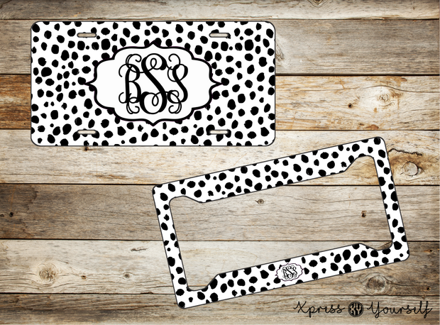 Dalmatian Print License Plate and Frame Combo