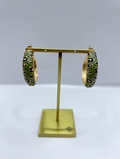 The Mia Cheetah Earrings, Army Green