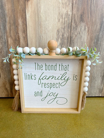 Tabletop Wood Sign with Blessing Beads, Joy