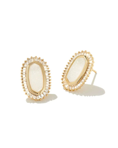 Kendra Scott Elisa Baguette Earrings in Gold Iridescent Drusy