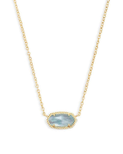 Kendra Scott Elisa Gold Pendant Necklace In Light Blue Illusion
