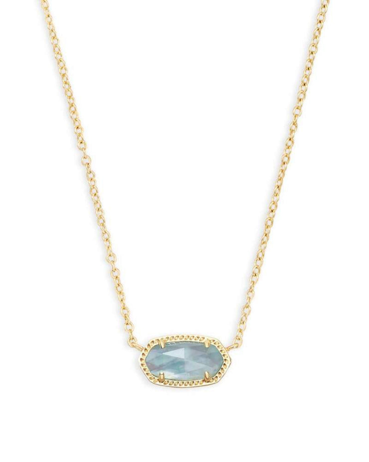 Kendra Scott Elisa Gold Pendant Necklace In Light Blue Illusion