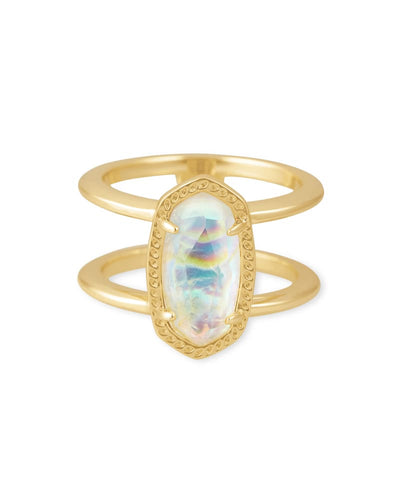 Kendra Scott Elyse Double Band Ring in Gold Iridescent Ablaone