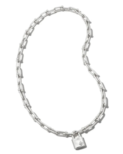 Kendra Scott Jess Lock Chain Necklace in Rhodium