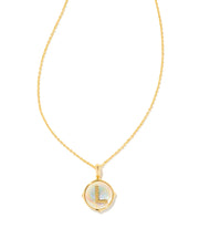 Kendra Scott Letter Pendant Necklace in Gold Iridescent Abalone