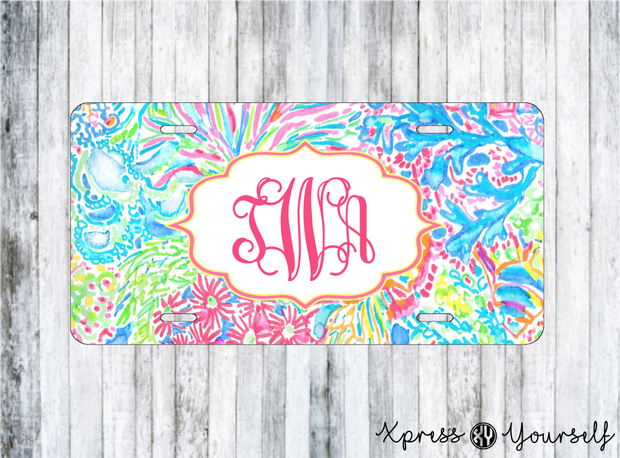 Lover's Coral Lilly Inspired License Plate