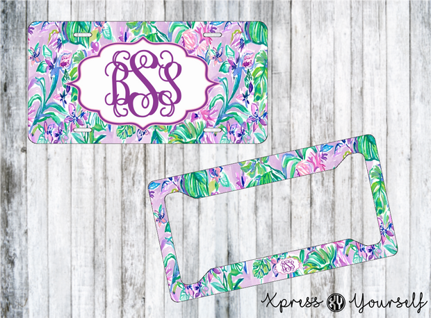 Mermaid in the Shade Lilly Inspired License Plate and Frame Combo