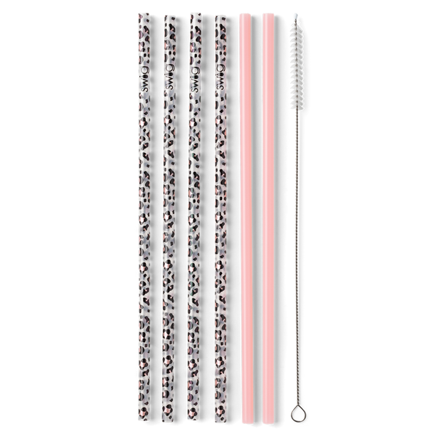 Swig Luxy Leopard & Blush Reusable Straw Set