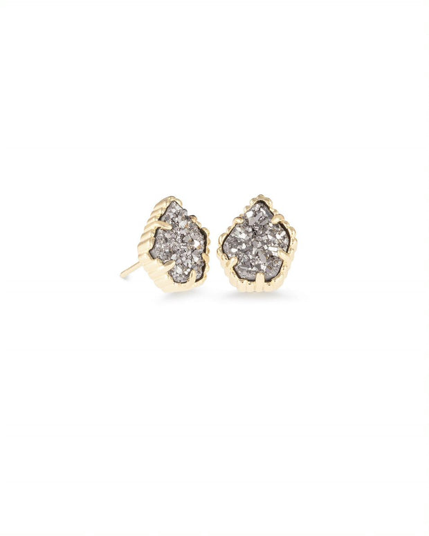 Kendra Scott Tessa Gold Stud Earrings In Platinum Drusy