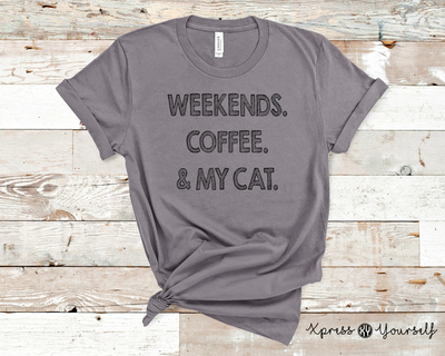 Weekends, Coffe, and My Cat Graphic Tee